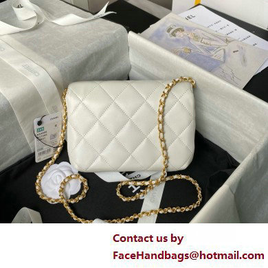 CHANEL Shiny Lambskin, Imitation Pearls  &  Gold-Tone Metal Mini Flap Bag AS4986 white 2025